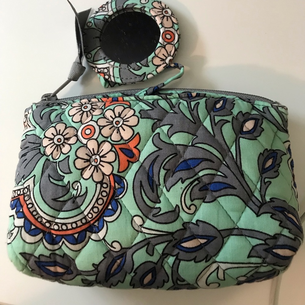Vera Bradley Cosmetics bag with attached mirror